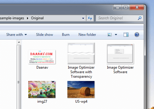 Screenshot of Sample Images Folder